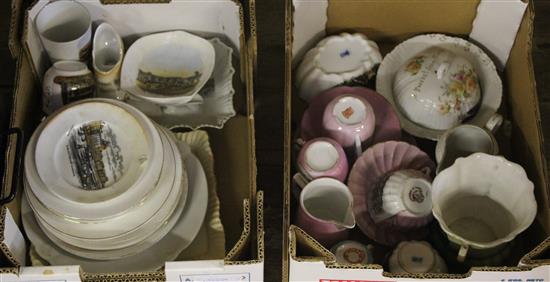 2 boxes of mixed pictorial china